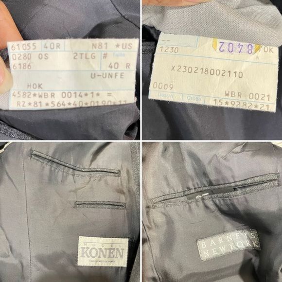 Barney’s New York Two Buttons Pure Wool Suit Stripes Blazer Size 40R Gray - Picture 10 of 12